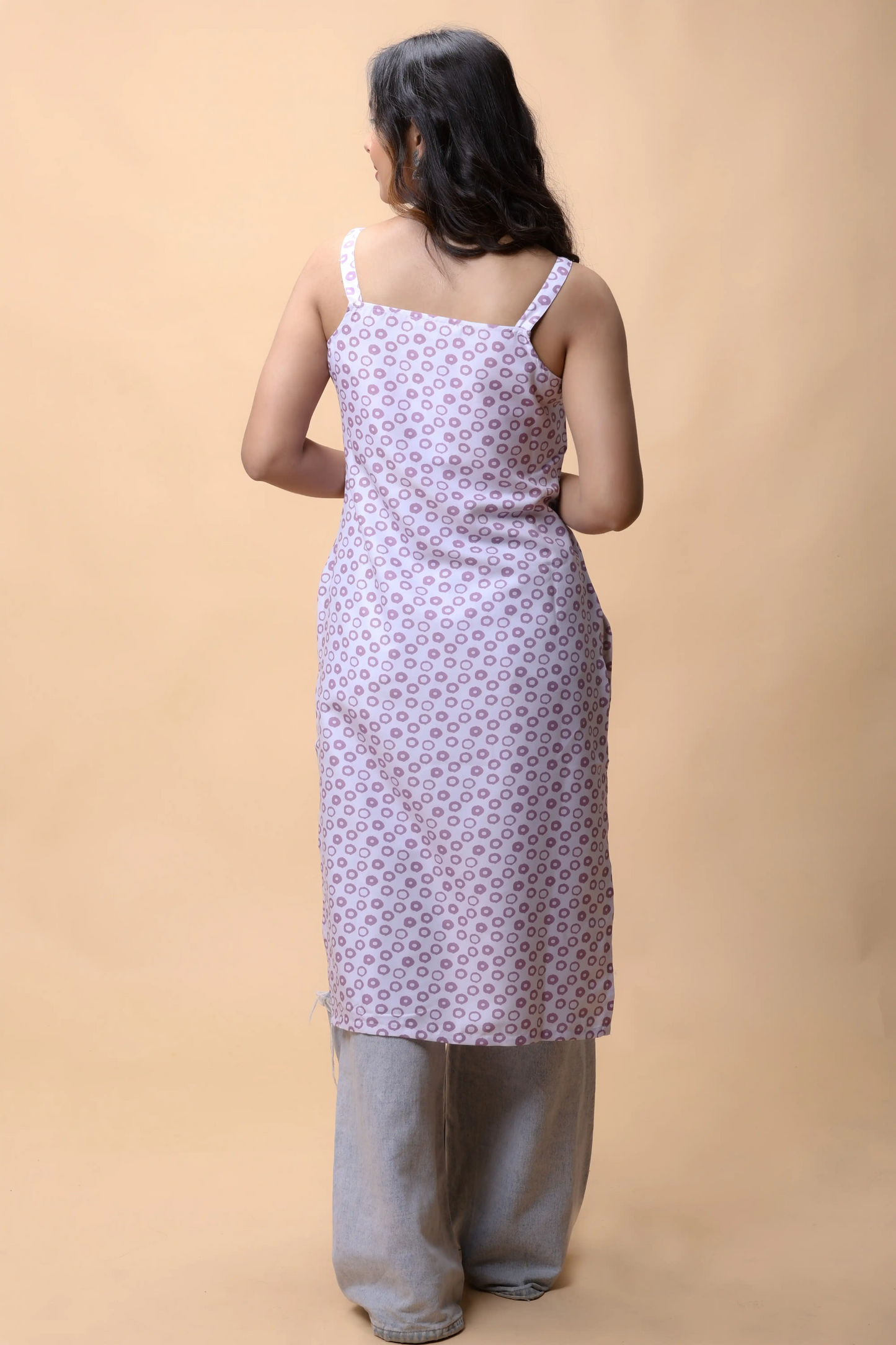 shop Purple Basic Strap Printed Long Kurta For Women online at allthere.in