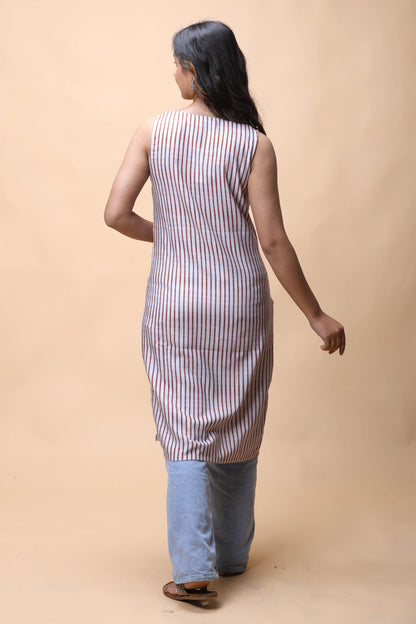 Shop Brown Printed 2 Slit Long Kurta For Women online at allthere.in