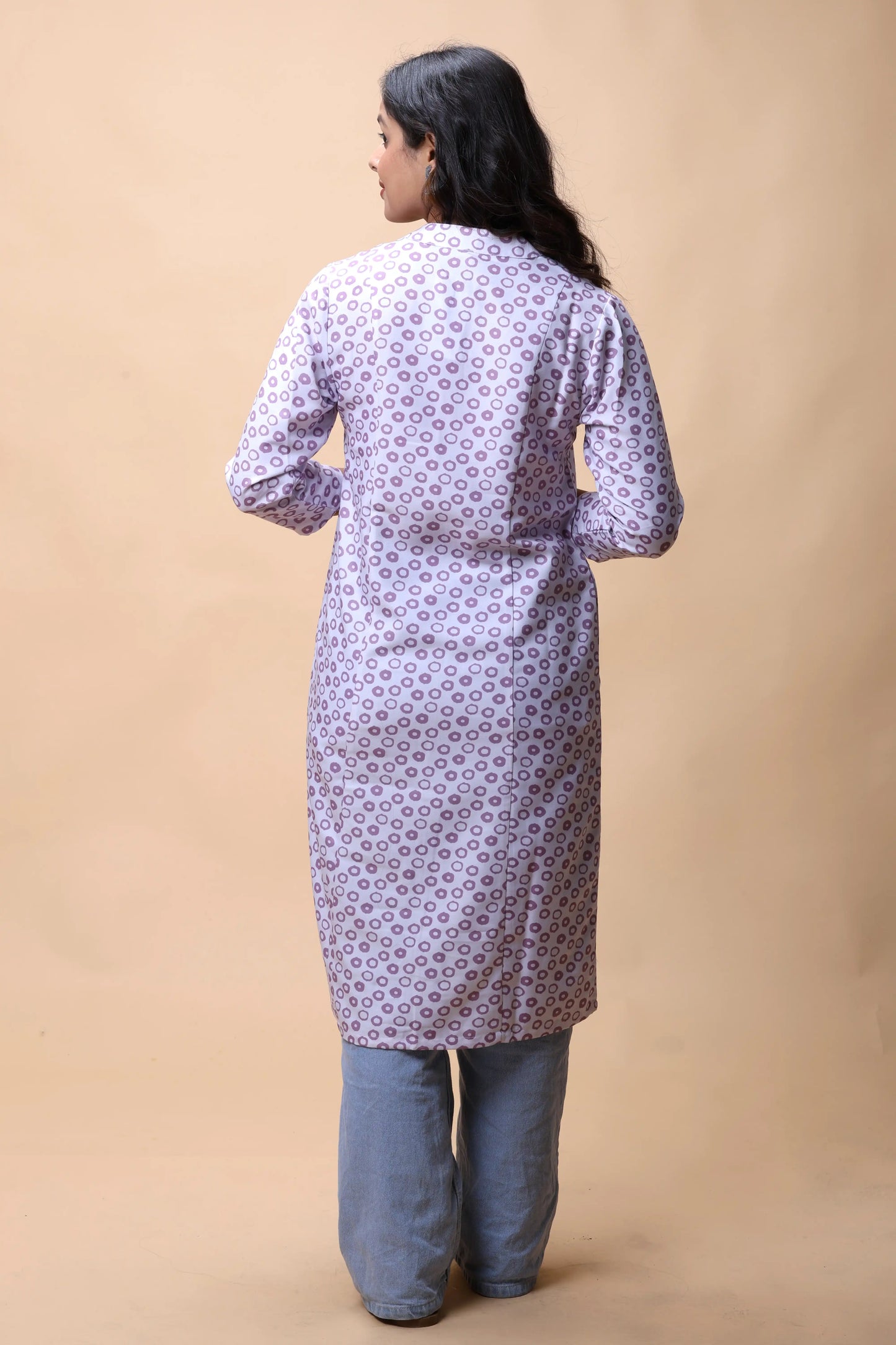 shop Purple Printed Front Slit Long Kurta For Women online at allthere.in